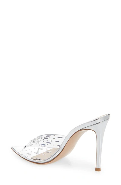 Shop Gianvito Rossi Crystal Embellished Slide Sandal In Trasp Silver