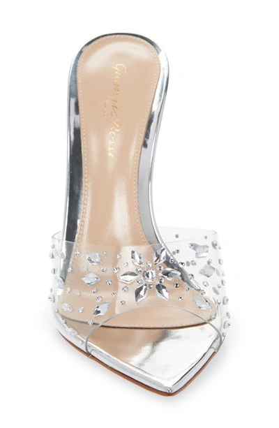 Shop Gianvito Rossi Crystal Embellished Slide Sandal In Trasp Silver