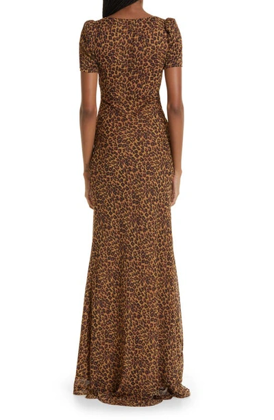 Shop Staud Lea Animal Print Jersey Gown In Leopard