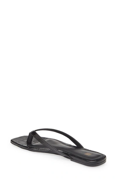 Totême Croc-effect Leather Flip Flops In Black Crocodile