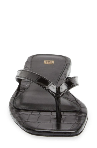 Totême Croc-effect Leather Flip Flops In Black Crocodile