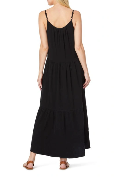 Shop C&c California Joy Tiered Gauze Maxi Dress In Black Night