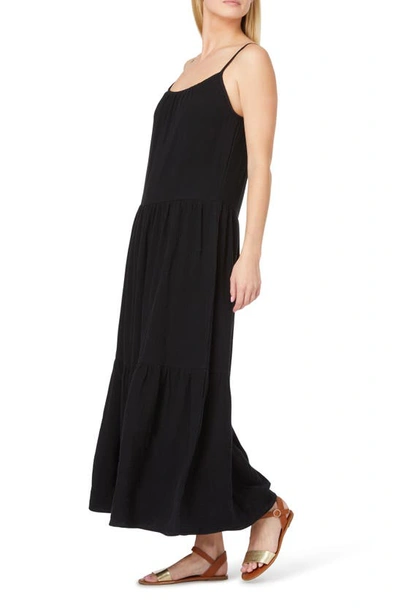 Shop C&c California Joy Tiered Gauze Maxi Dress In Black Night
