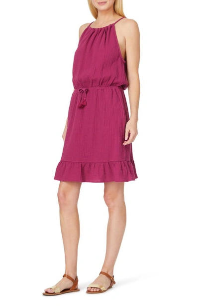 Shop C&c California Kaelyn Gauze Dress In Raspberry Coulis