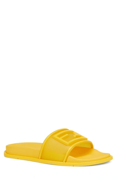Shop Fendi Baguette Slide Sandal In Yellow