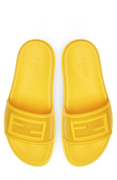 Shop Fendi Baguette Slide Sandal In Yellow