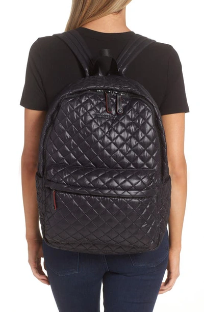 Mz Wallace Metro Deluxe Quilted Nylon Backpack In Black Oxford