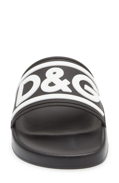 Shop Dolce & Gabbana Dolce&gabbana Logo Embossed Sport Slide In 89690 Black/white