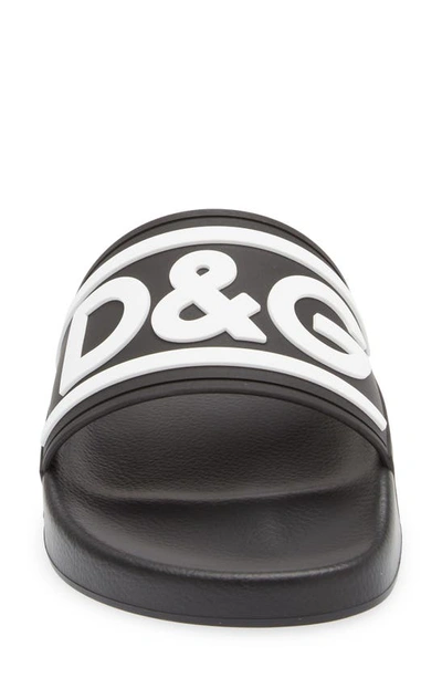 Dolce & Gabbana Black Beachwear Logo Slides In 89690 Black/white