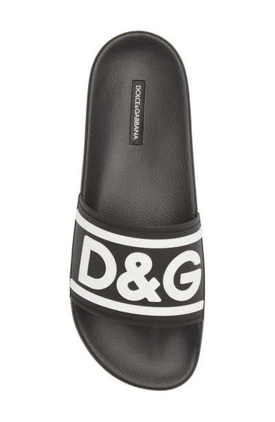 Shop Dolce & Gabbana Logo Embossed Sport Slide In 89690 Black/white