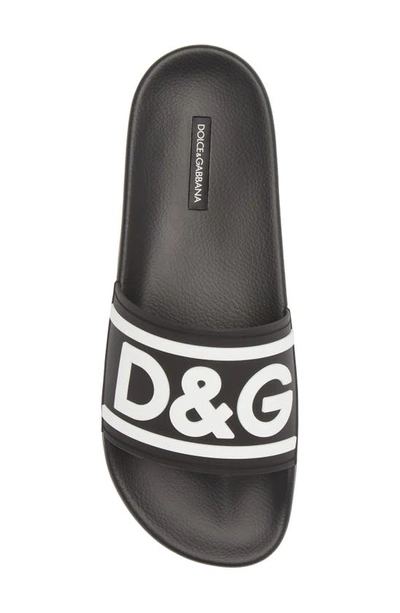 Dolce & Gabbana Black Beachwear Logo Slides In 89690 Black/white