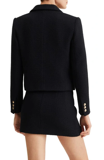 Shop Mango Double Breasted Crop Blazer In Black