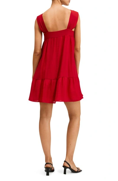Shop Mango Ruffle Textured A-line Dress In Red