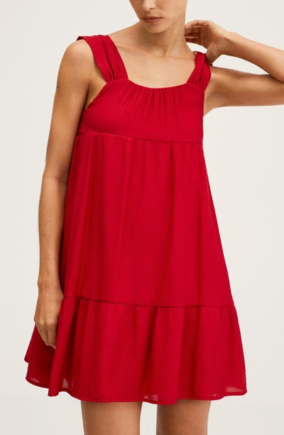 Shop Mango Ruffle Textured A-line Dress In Red