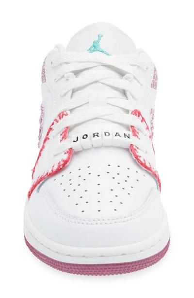 Shop Jordan Air  1 Low Sneaker In White/ Light Bordeaux/ Pink