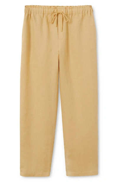 Shop Mango Linen Jogger Trousers In Yellow