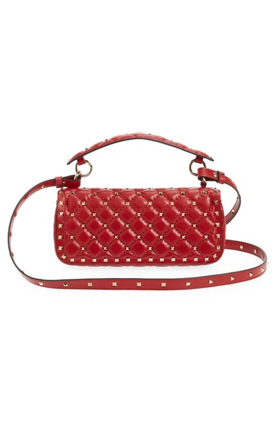 Shop Valentino Rockstud Spike Leather Shoulder Bag In Rosso V
