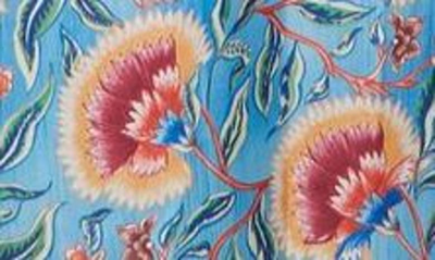 Shop Rabanne Floral Halter Neck Maxi Dress In Blue Indian Flower