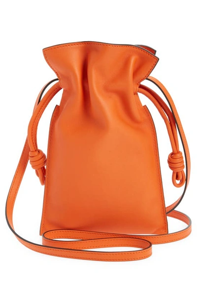Shop Loewe Flamenco Pocket Leather Crossbody Bag In Orange 9100