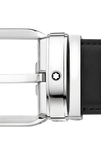 Shop Montblanc Calfskin Leather Belt In Black