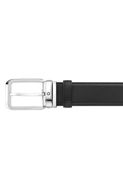 Shop Montblanc Calfskin Leather Belt In Black