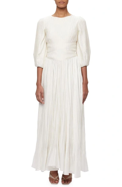 Shop Jonathan Simkhai Ames Pleated Gown In Ivory