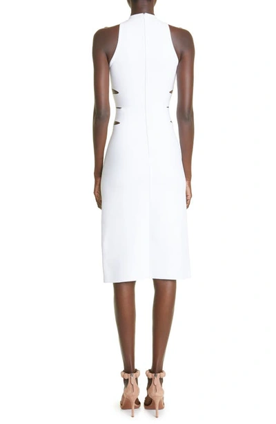 Shop Alaïa Fontana Slash Sleeveless Midi Sweater Dress In Blanc