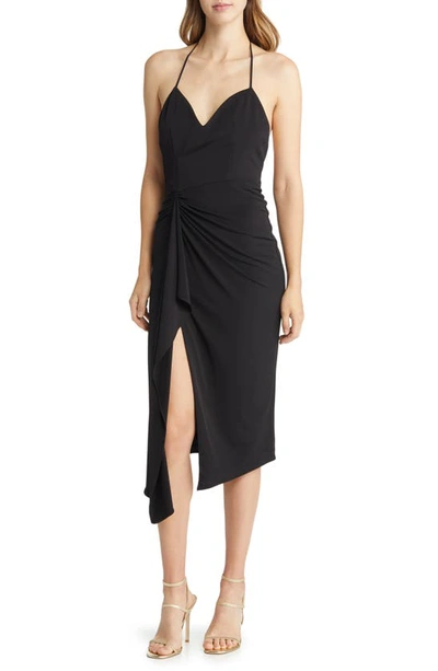 Shop Katie May Ringleader Ruched Halter Dress In Black