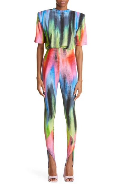 Attico Jamie Spectrum Printed Stirrup Pants In Multicolor