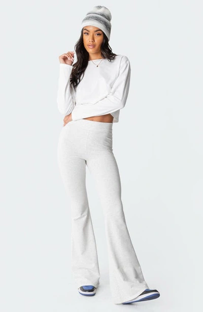 Shop Edikted Naomi Flared Leggings In Gray-melange