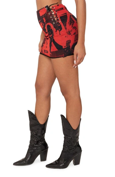 Edikted Tati Print Mesh Lace-up Miniskirt In Mix