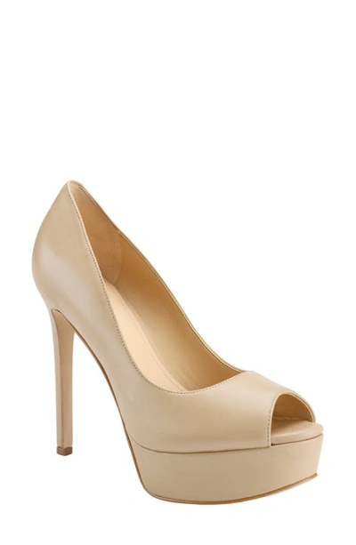 Guess Women's Cacei Peep Toe Platform Pumps Women's Shoes In Light Natural  Leather | ModeSens