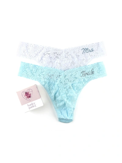 Hanky Panky Bride & Mrs. Low-rise Lace Thong Gift Set In White
