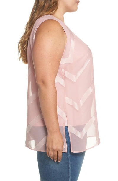 Shop Vince Camuto Sheer Chevron Tunic In Pink Fawn