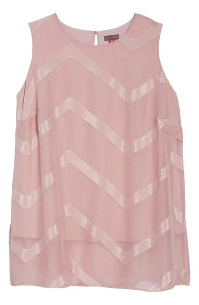 Shop Vince Camuto Sheer Chevron Tunic In Pink Fawn