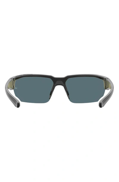 Shop Under Armour 70mm Polarized Oversize Sport Sunglasses In Black Grey / Green