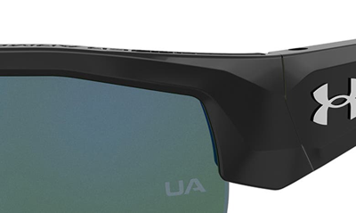 Shop Under Armour 70mm Polarized Oversize Sport Sunglasses In Black Grey / Green