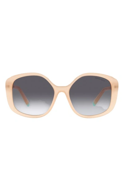 Shop Tiffany & Co 54mm Gradient Irregular Sunglasses In Opal Nude/ Grey Gradient