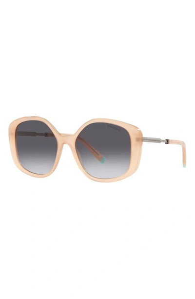 Shop Tiffany & Co 54mm Gradient Irregular Sunglasses In Opal Nude/ Grey Gradient