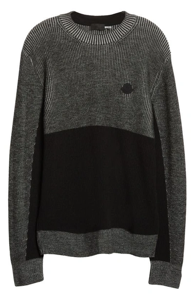 Shop Moncler Logo Patch Colorblock Sweater In Grey