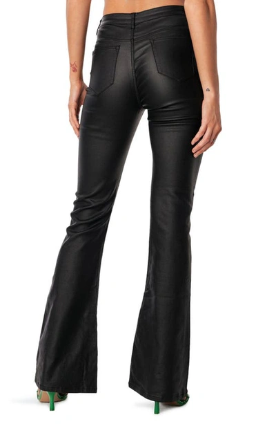 Shop Edikted Luna Faux Leather Flare Leg Pants In Black
