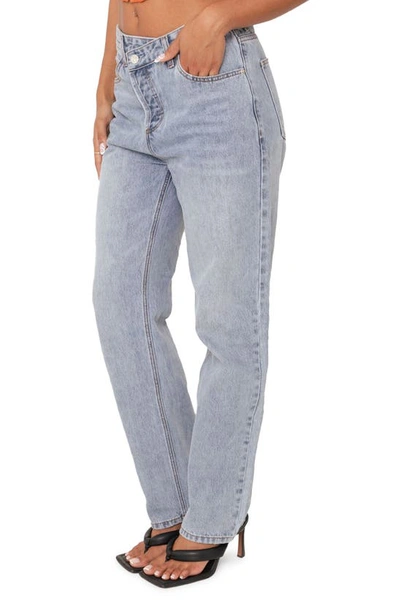 Edikted Crossover Boyfriend Jeans In Light-blue