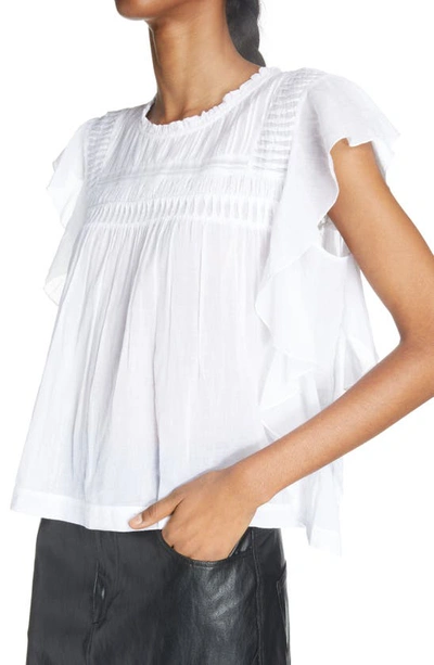 Shop Isabel Marant Étoile Layona Ruffle Cotton Top In White