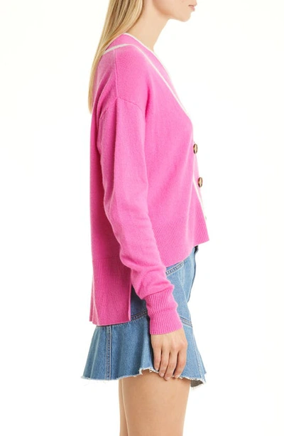 Shop Veronica Beard Trisa Cashmere Cardigan In Hot Pink