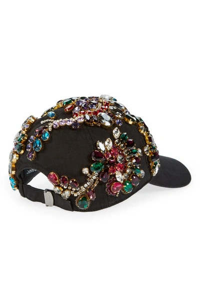Shop Dolce & Gabbana Crystal Embellished Twill Baseball Cap In Ricamati