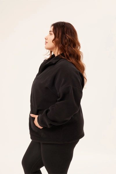 Shop Girlfriend Collective Black Micro Fleece Full Zip Jacket
