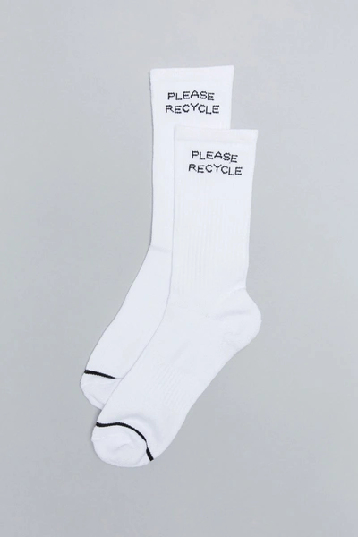 Shop Girlfriend Collective White Please Recycle Crew Sock
