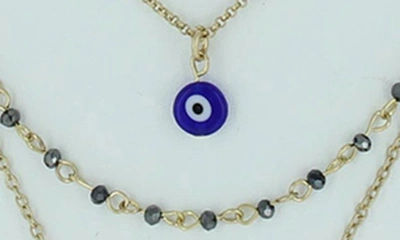 Olivia Welles Riva Chain & Charm Necklaces In Worn Gold / Grey