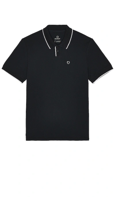 Shop Brixton Proper Short Sleeve Polo In Black