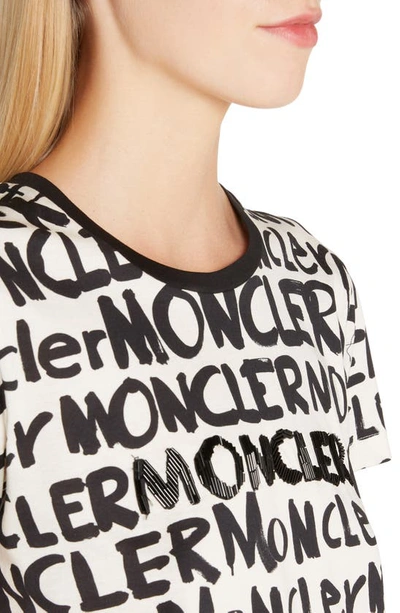 Shop Moncler Logo Tee In White/ Black